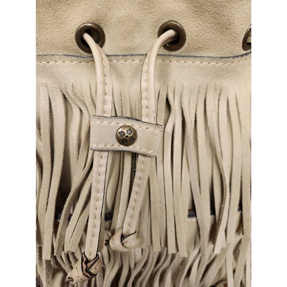 Patricia Nash Tan Suede Leather Fringe Bronte Bucket Crossbody Shoulder Bag - Picture 5 of 14